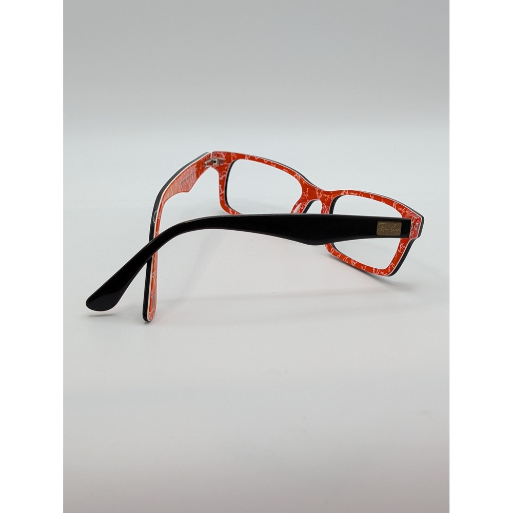 Ray Ban RB 5206 2479 Black Red Logo Print Rectangular Eyeglasses Frames Only